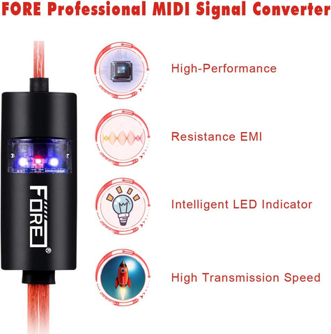 MIDI to USB Interface MIDI Adapter